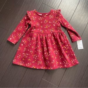 NWT Carter’s fleece lined floral burgundy long sleeve sweater dress size 18M